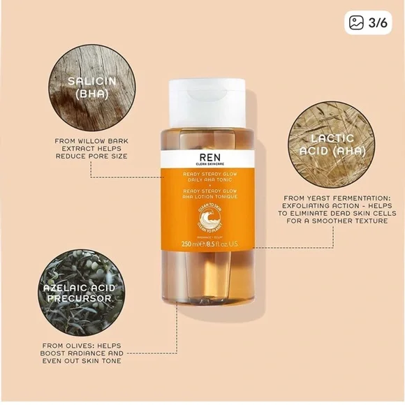 REN Ready Steady Glow Daily AHA Tonic- NWT - Picture 2 of 4